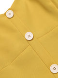 Yellow 1950s Spaghetti Strap Button Romper