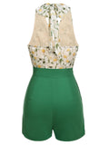 [US Warehouse] 1950s Floral Halter Lace-up Vintage Romper