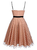 Nude 1950s Spaghetti Strap Polka Dot Dress