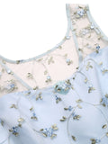 Blue 1950s Floral Embroidery Lace Dress