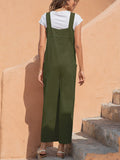 1950s Solid Buttons Pockets Jumpsuit
