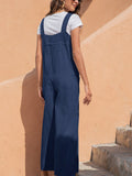 1950s Solid Buttons Pockets Jumpsuit