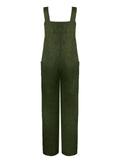 1950s Solid Buttons Pockets Jumpsuit