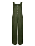 1950s Solid Buttons Pockets Jumpsuit