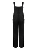 1950s Solid Buttons Pockets Jumpsuit