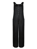 1950s Solid Buttons Pockets Jumpsuit