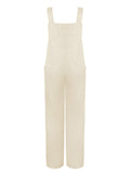 1950s Solid Buttons Pockets Jumpsuit