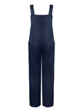1950s Solid Buttons Pockets Jumpsuit