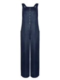 1950s Solid Buttons Pockets Jumpsuit