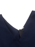 Navy Blue 1950s Solid Belted Jumpsuit