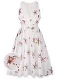 White 1950s Sequins Stars Swing Dress