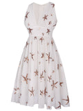 White 1950s Sequins Stars Swing Dress
