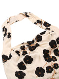 White 1960s Floral Halter Pencil Dress