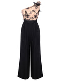 [US Warehouse] 1930s One-shoulder Lace Butterfly Jumpsuit