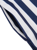 Blue 1950s Striped Ruffle Jumpsuit