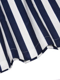 Blue 1950s Striped Ruffle Jumpsuit