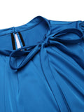 Blue 1950s Solid Lace-up Jumpsuit
