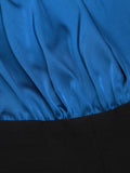 Blue 1950s Solid Lace-up Jumpsuit