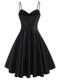 Black 1950s Polka Dot Strap Dress