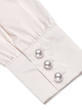 Ivory 1930s Solid Long Sleeve Blouse