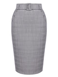 1960s Ivory Solid Blouse & Gray Retro Skirt