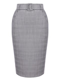 1960s Ivory Solid Blouse & Gray Retro Skirt