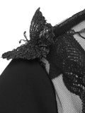 Black 1960s Butterfly Backless Pencil Dress
