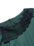 [Pre-Sale] Green 1930s Plaid Patchwork Puff Jumpsuit