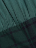 [Pre-Sale] Green 1930s Plaid Patchwork Puff Jumpsuit