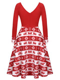 [US Warehouse] Red 1950s Christmas Patchwork Swing Dress