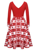 Red 1950s Christmas Patchwork Swing Dress