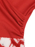 [US Warehouse] Red 1950s Christmas Patchwork Swing Dress