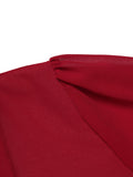 Red 1950s Solid Patchwork Swing Dress