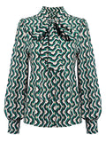 2PCS 1950s Green Tops & Black Pants
