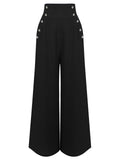 [US Warehouse] Black 1930s Solid Suspender Pants