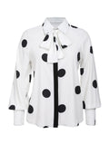 Retro Polka Dots Tie-Up Blouse