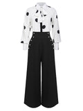 1950s Polka Dots Blouse & Suspender Pants