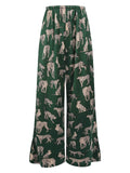 Vintage Green Jaguar Side Slit Straight Pants
