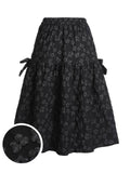 Black Attached Flowers Skirt