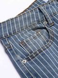 Retro Floral Embroidery Stripped Flare Jeans