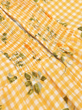 Yellow Plaids Fruits Ruffled Strap Vintage Dress