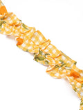 Yellow Plaids Fruits Ruffled Strap Vintage Dress