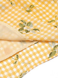 Yellow Plaids Fruits Ruffled Strap Vintage Dress
