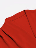 Red Solid Pearl Long Sleeves Blouse & Brooch