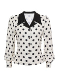 Retro Polka Dots Long Sleeves Blouse