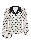 Retro Polka Dots Long Sleeves Blouse