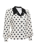 Retro Polka Dots Long Sleeves Blouse