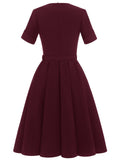 1950s Solid Swing Vintage Dress & Belt