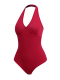 Red 1950s Solid Vintage One-Piece Bodysuit