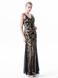 1920s Lace V-Neck Sequins Party Dress